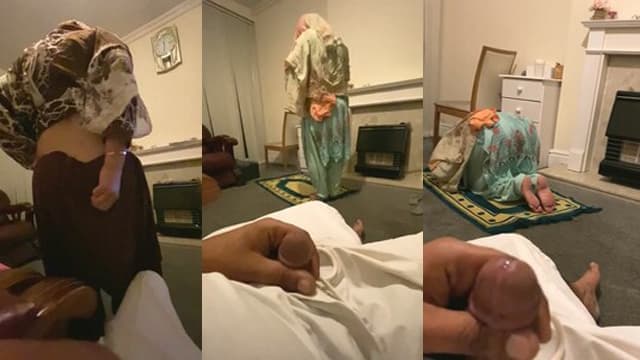 Muslim Hot Wife Doing Namaz While Husband Jerking